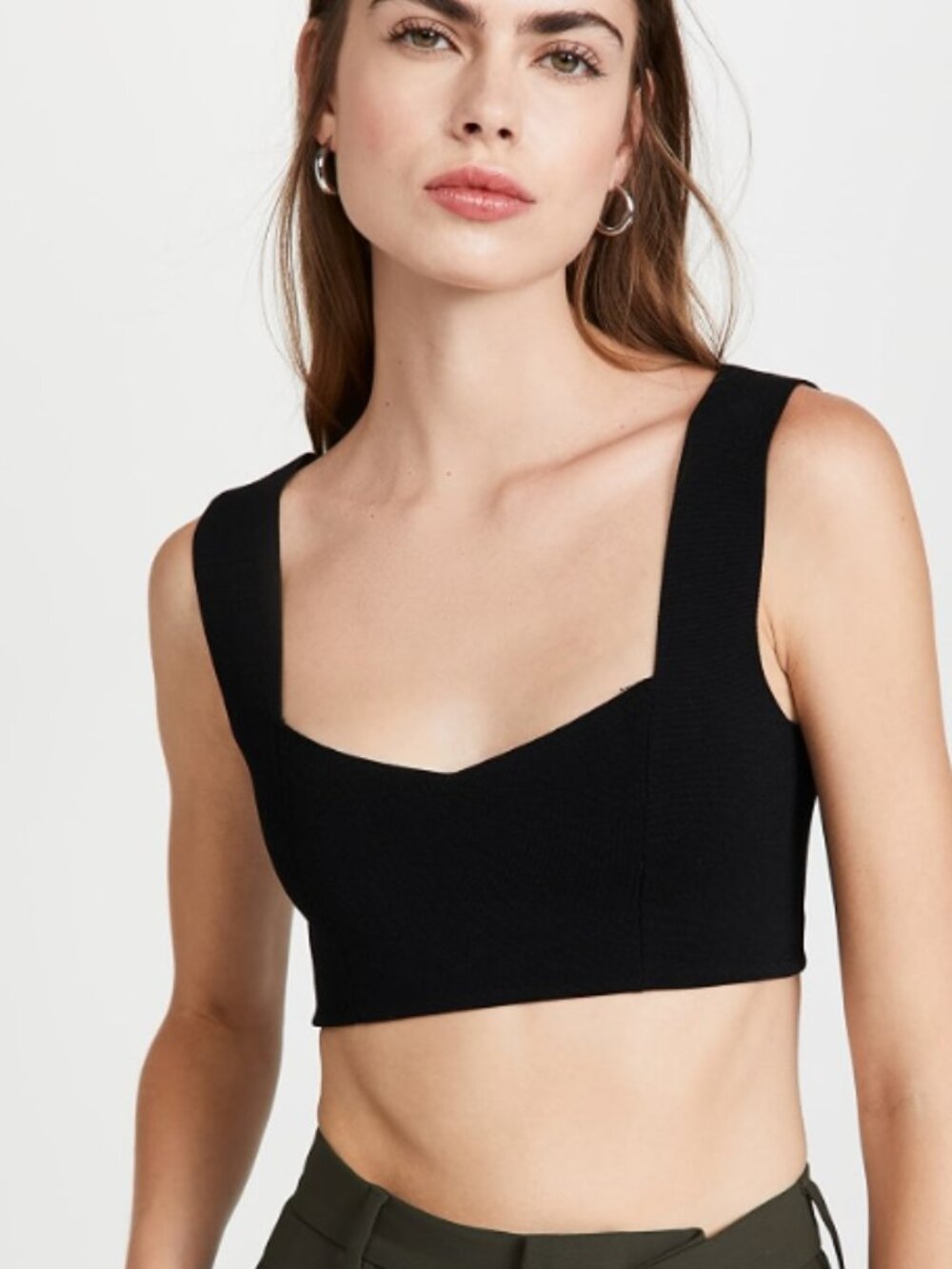 A.L.C. Jordana Compact Knit Sweetheart Bra Crop Top Black S